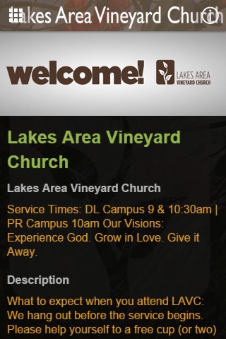 Lakes Area Vineyard Church screenshot 2