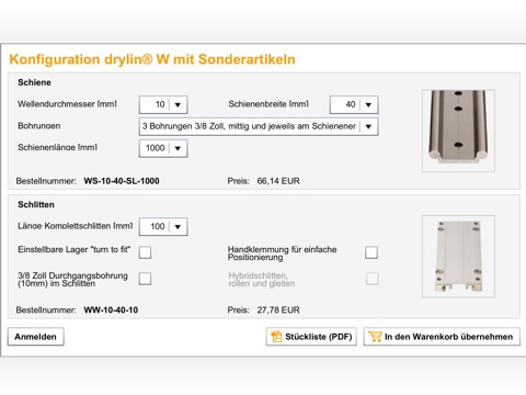 Special parts configurator screenshot 2