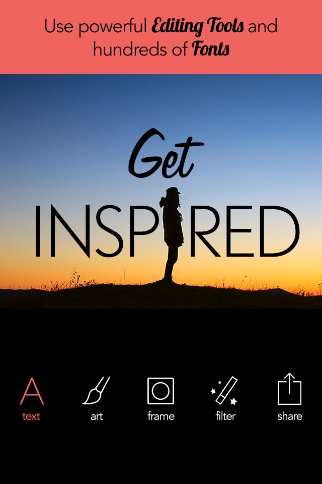 Overphoto Typography Photo Editor - Write captions, add quotes & create font effects screenshot 2
