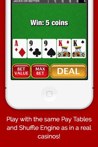 Video Poker Vegas (Jacks or Better, All American & Tens or Better) screenshot 2