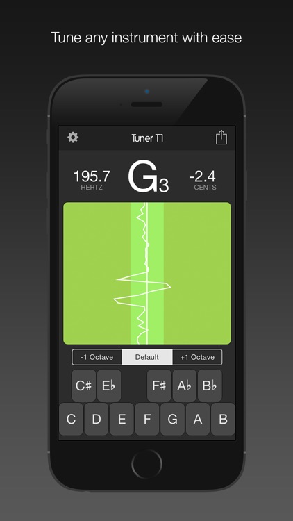 Tuner T1 – Tune any musical instrument (guitar, ukulele, violin, viola, bass, cello and more).