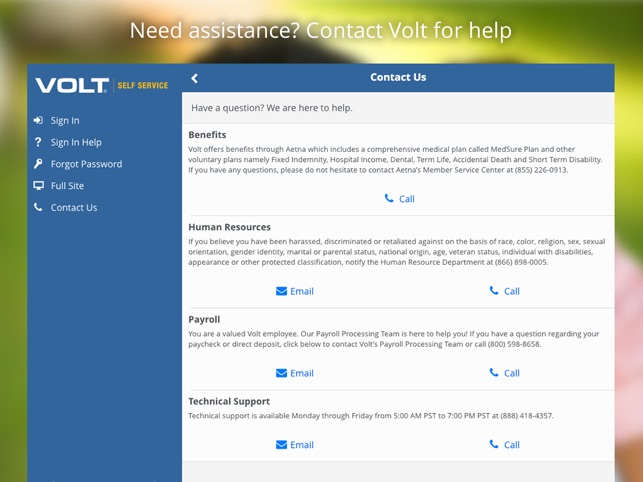 Volt Self Service On The Volt Self Service On The