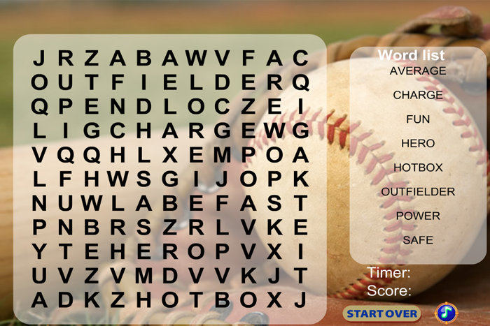 Baseball Word Search FREE