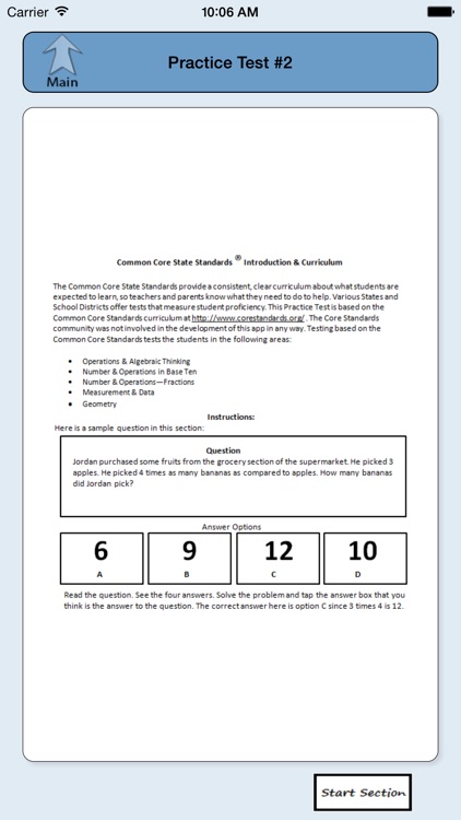 Common Core Math Algebra-I Practice Test