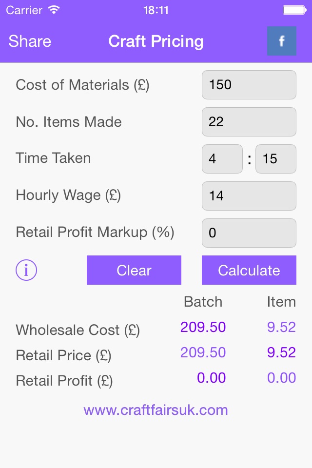 Craft Pricing Calculator screenshot 2