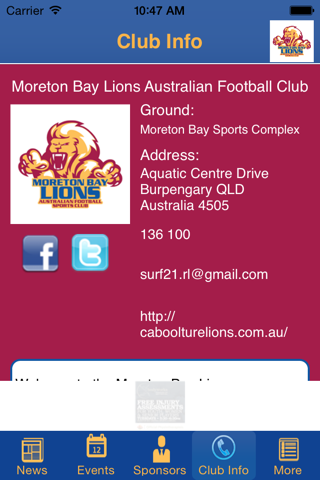 Moreton Bay Lions Australian Football Sports Club screenshot 4