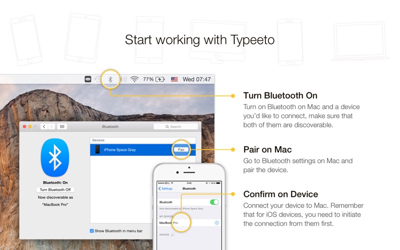 Typeeto: remote full size bluetooth keyboard