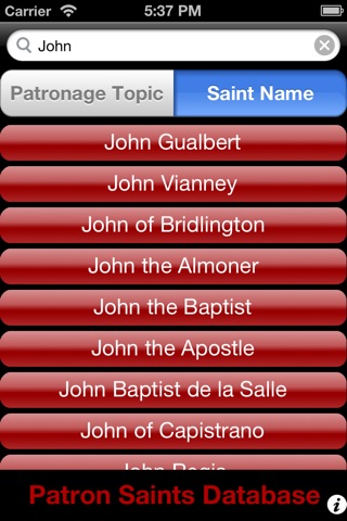 Patron Saints Database screenshot 3