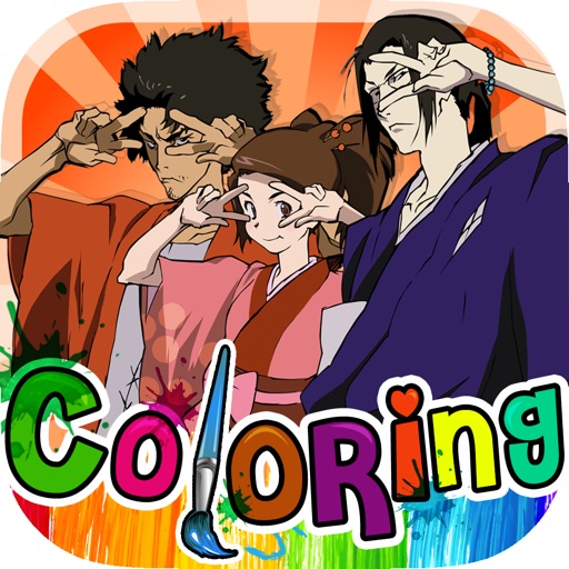 Coloring Anime And Manga Book : Cartoon Pictures Painting on Samurai Champloo Kids