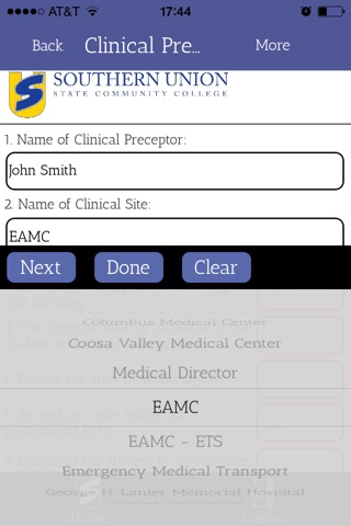 SUSCC EMS Preceptor Evaluation screenshot 2