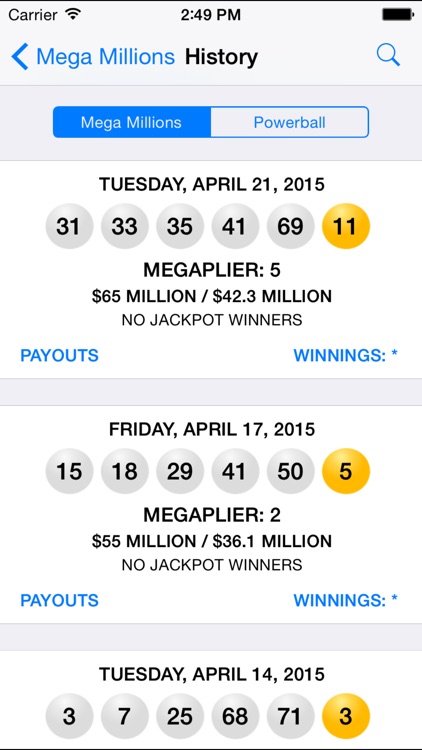 Mega Millions + Powerball - lottery games in the US with winning number results, lotto jackpots and prize payouts