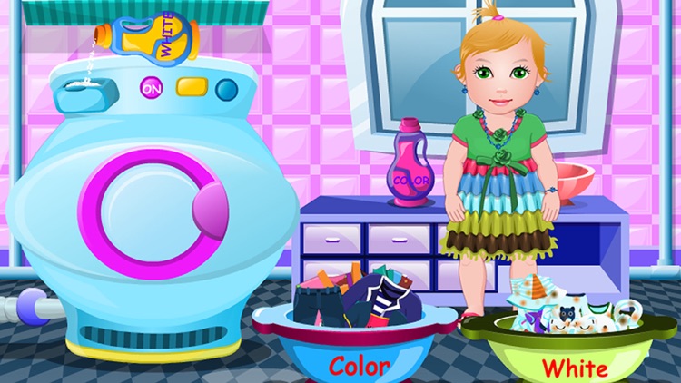 Baby Juliet Washing Clothes