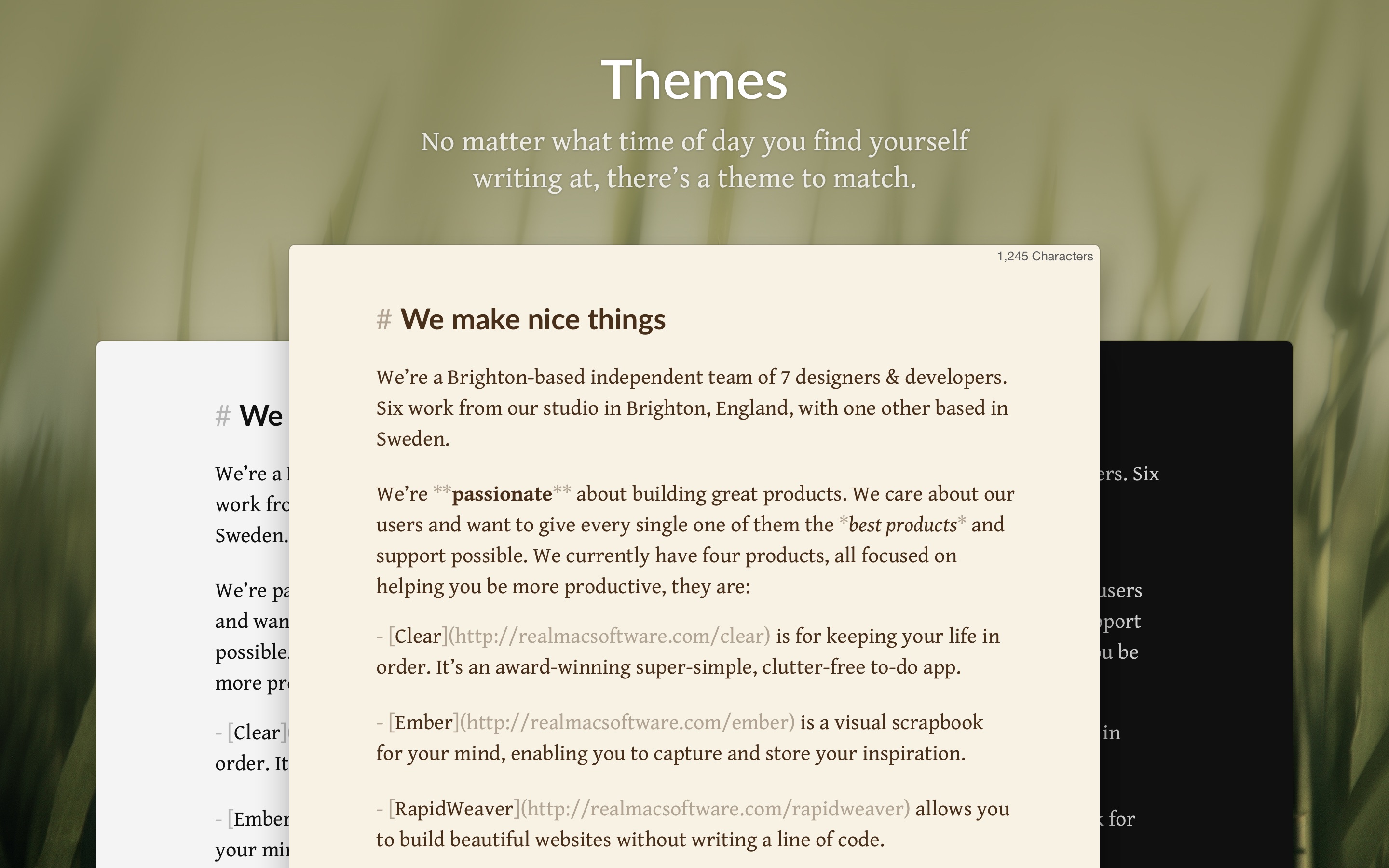 Screenshot do app Focused - Minimal Markdown App