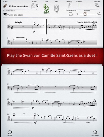 Play Saint-Saëns – Carnaval des Animaux « Le Cygne » (partition interactive) screenshot 2
