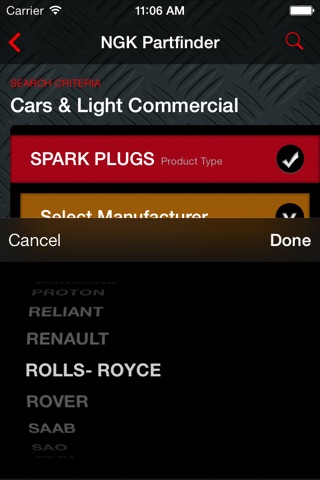 NGK Partfinder screenshot 2