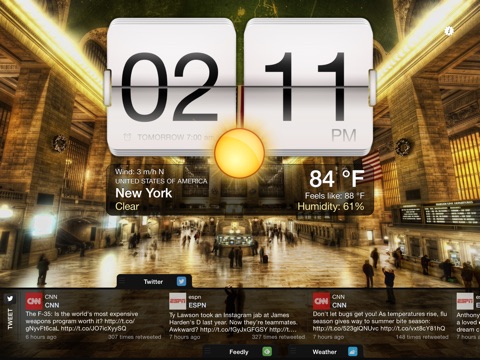 Скриншот из Night Stand for iPad - Free Alarm Clock, Weather & Social Reader
