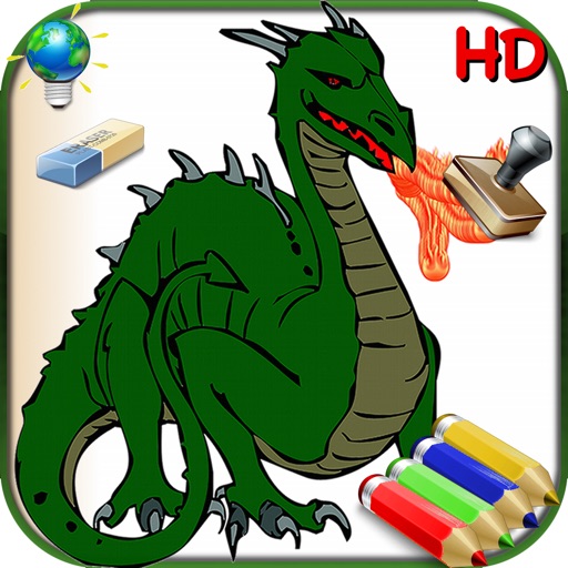 Coloring Book for Boys for iPad with colored pencils - 36 drawings to color with dragons, pirates, cars, and more - HD iOS App