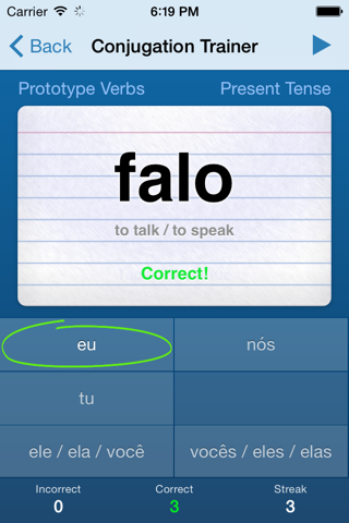 Portuguese Verbs Trainer screenshot 2