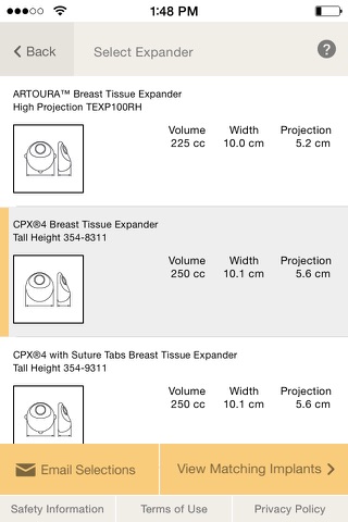 MENTOR® Expander/Implant Matching Tool screenshot 3