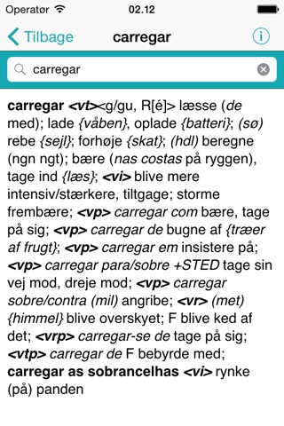 Portugisisk-Dansk ordbog screenshot 2