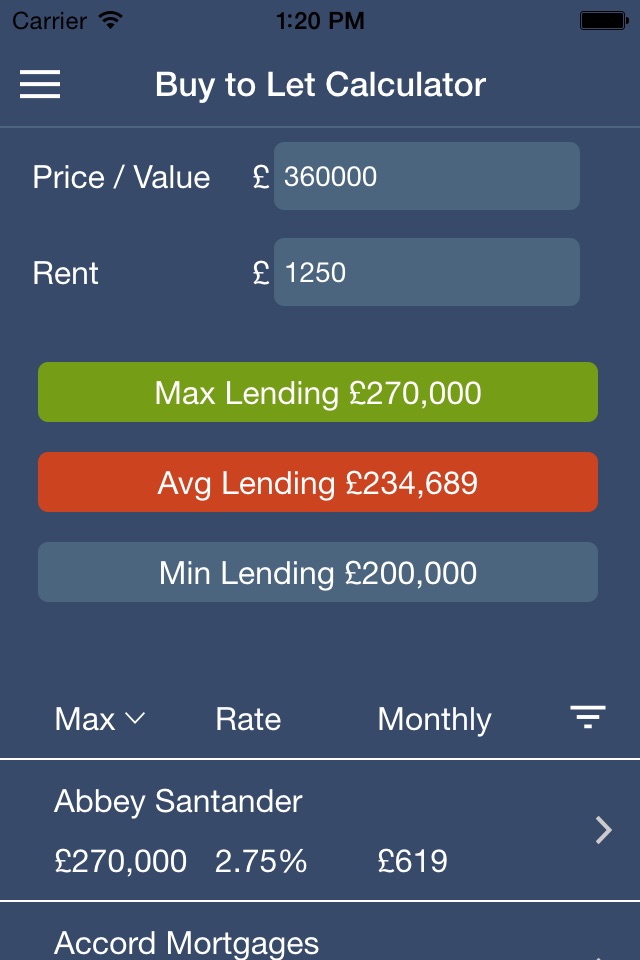 BTL Calc screenshot 2