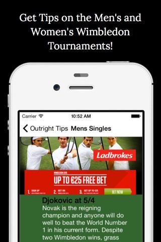 Betting Tips 2015 Wimbledon Edition - Free Tips and Bets on the Tennis Tournament screenshot 2