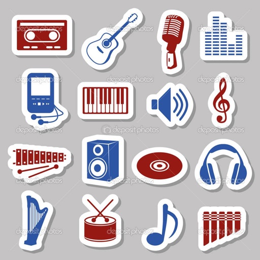 Music Theme Stickers Keyboard: Using Musical Instruments and Musical Notes Icons to Chat icon