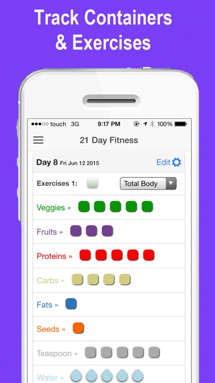 21 Day Tracker - containers to fix & tone your body