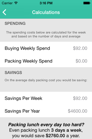 Lunch Saver - Savings Goals screenshot 2