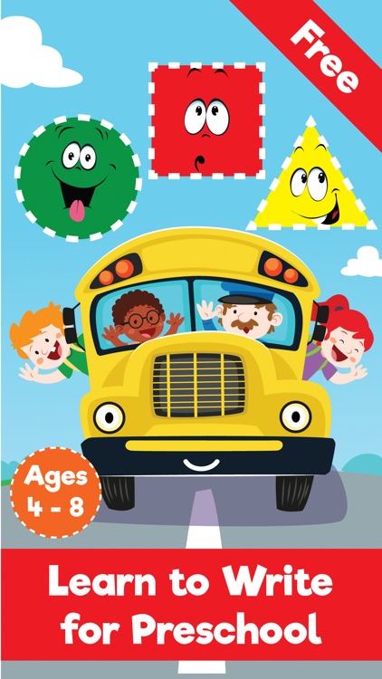 School bus kids games for Trace Shapes and Writing to fun book