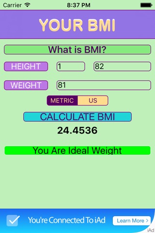 Your BMI screenshot 4