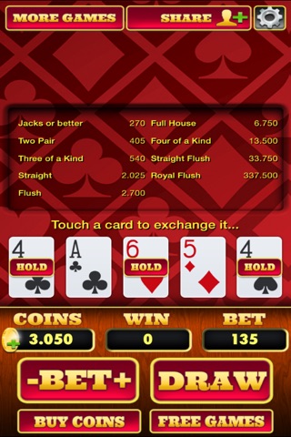 Poker Jacks or Better - FREE Premium Casino Game screenshot 4