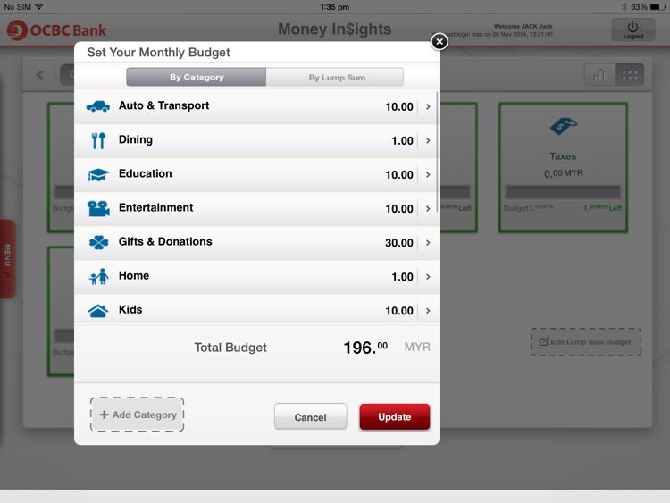 OCBC MY Mobile Banking on iPad