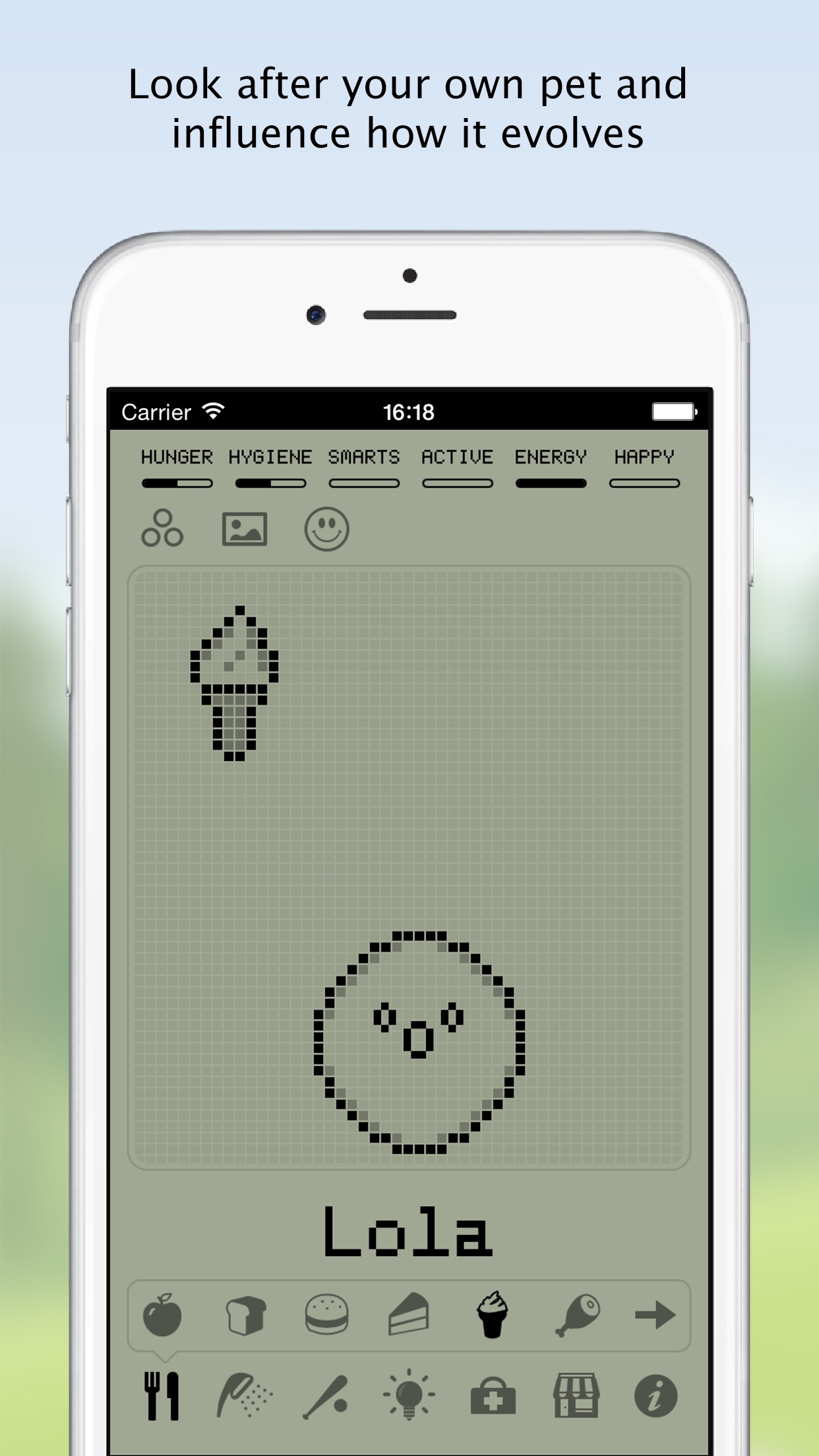 Screenshot do app Hatchi - A retro virtual pet