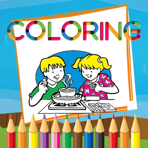 Preschool Activities Coloring Book Kitchen Cooking iOS App