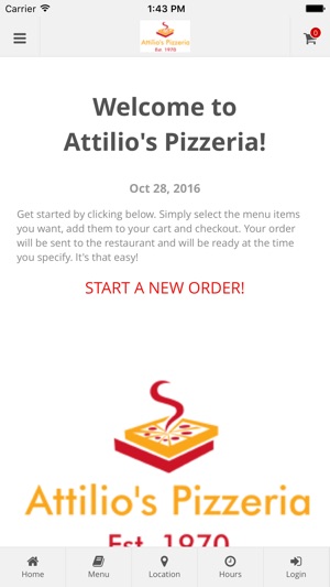 Attilio's Pizzeria Ordering