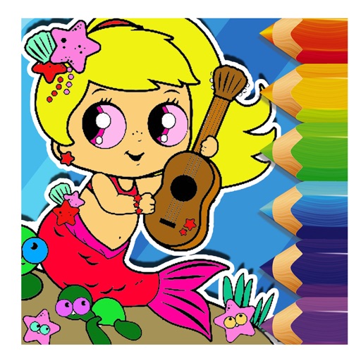 Sea Mermaid Game Coloring Page Free icon
