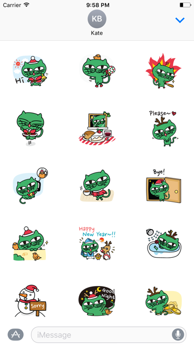 Greeny The Cat - Christmas stickers packのおすすめ画像4