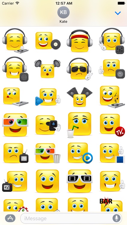 Yellow Square Smiley Emoji Stickers screenshot-4