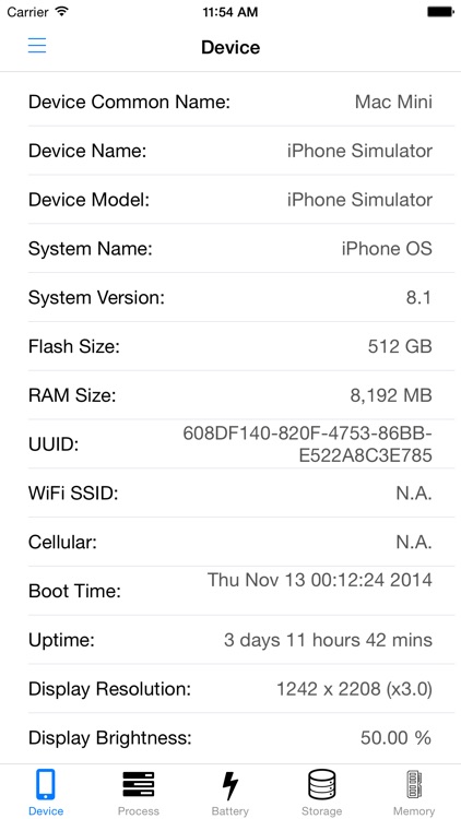 System View - battery, memory, loading