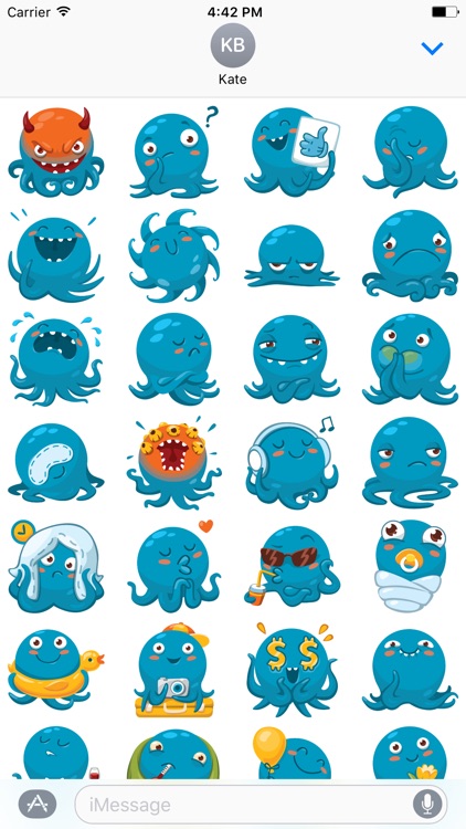 Octo the angry Octopus iMessage stickers