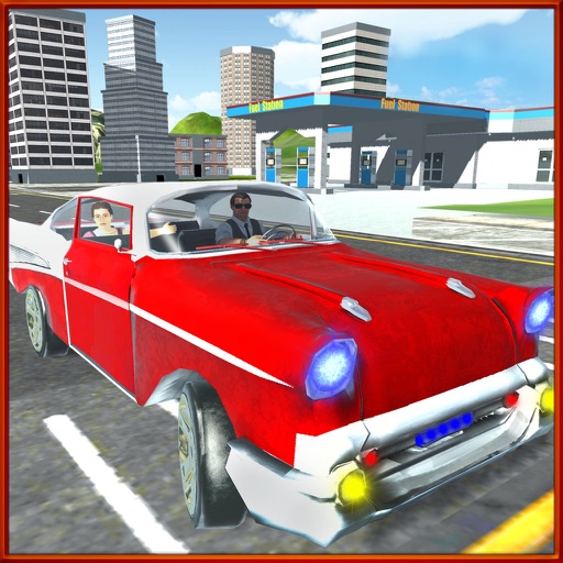 Drive In City Classic Car 3D Icon