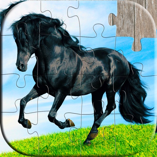 Horse Puzzles - Relaxing photo picture jigsaw puzzles for kids and adults Icon