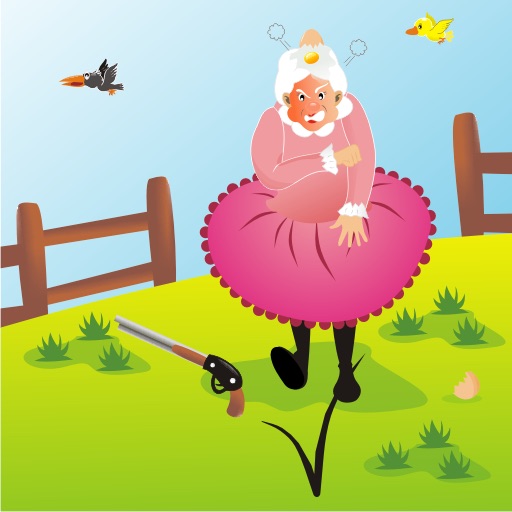 Mad Granny - Keep the wild angry birds from dropping their eggs on granny's head, shoot them with paintballs