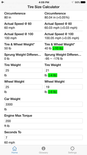 tire size calculator on the app store engine size calculator