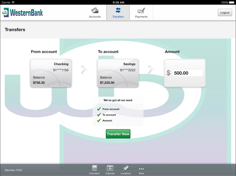 WesternBank Tablet Banking screenshot-3