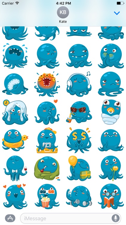 Octo the angry Octopus iMessage stickers