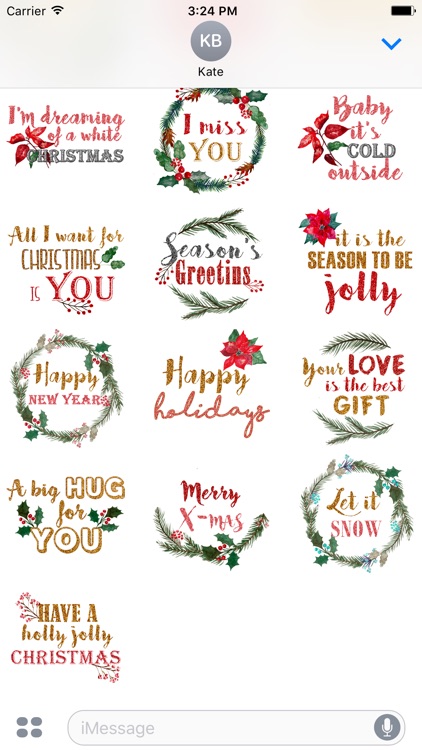 Christmas Messages Stickers - Maraquela Watercolor
