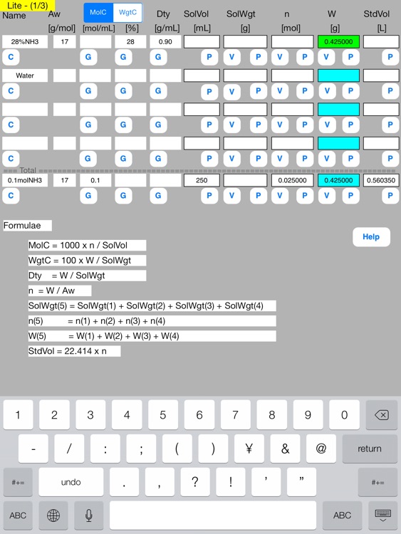 Solution Mol Calculator Lite screenshot-3
