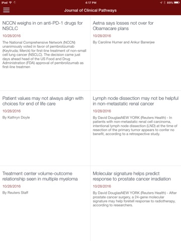 Journal of Clinical Pathways screenshot 2